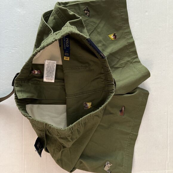 Polo Ralph Lauren Men Sz Large Voyager Embroidered Trail Shorts Olive Green - Picture 5 of 8